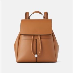 NWT Zara Brown Faux Leather Backpack